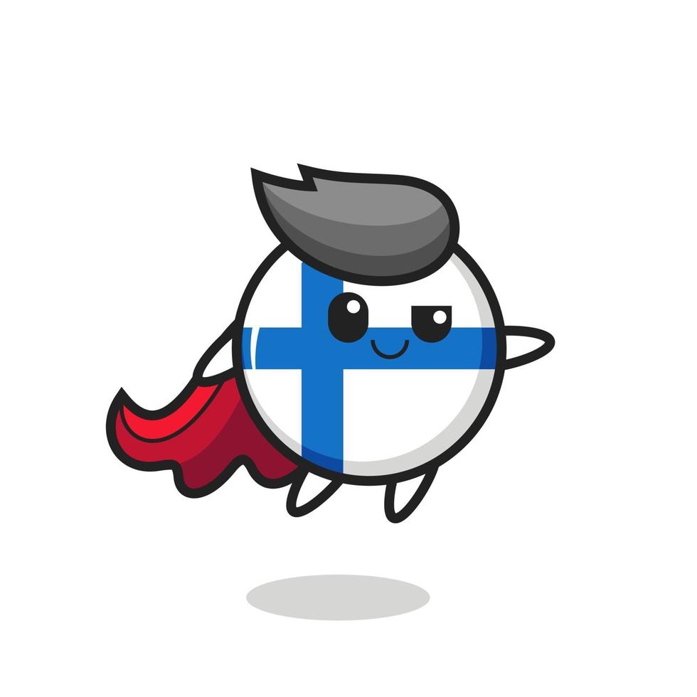 lindo personaje de superhéroe insignia de la bandera de finlandia está volando vector