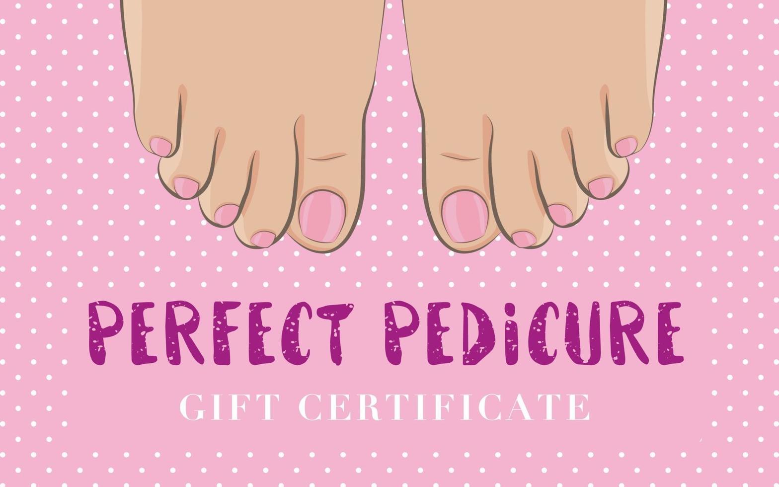 certificado de regalo de pedicura para un salón de manicura. vector