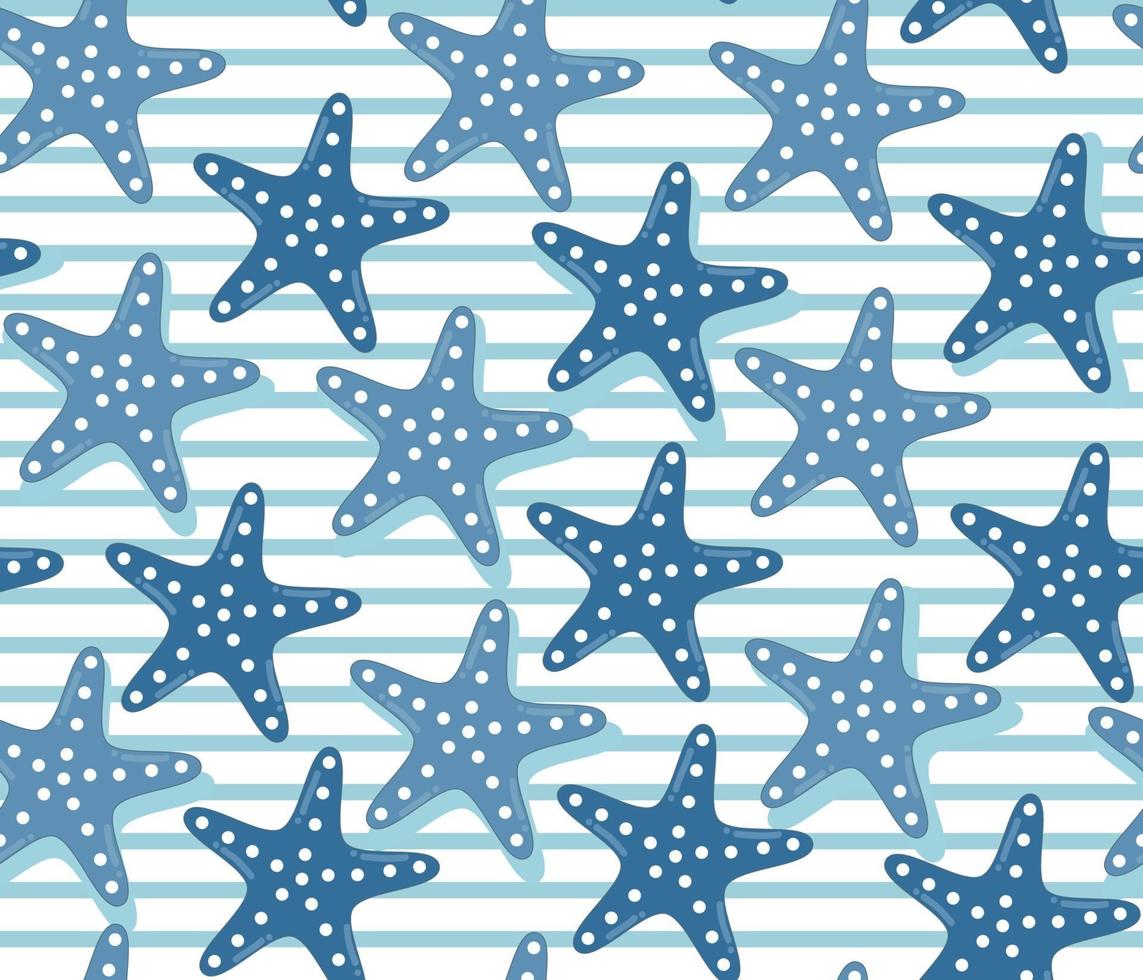 Starfish pattern with stripes, cartoon style vector