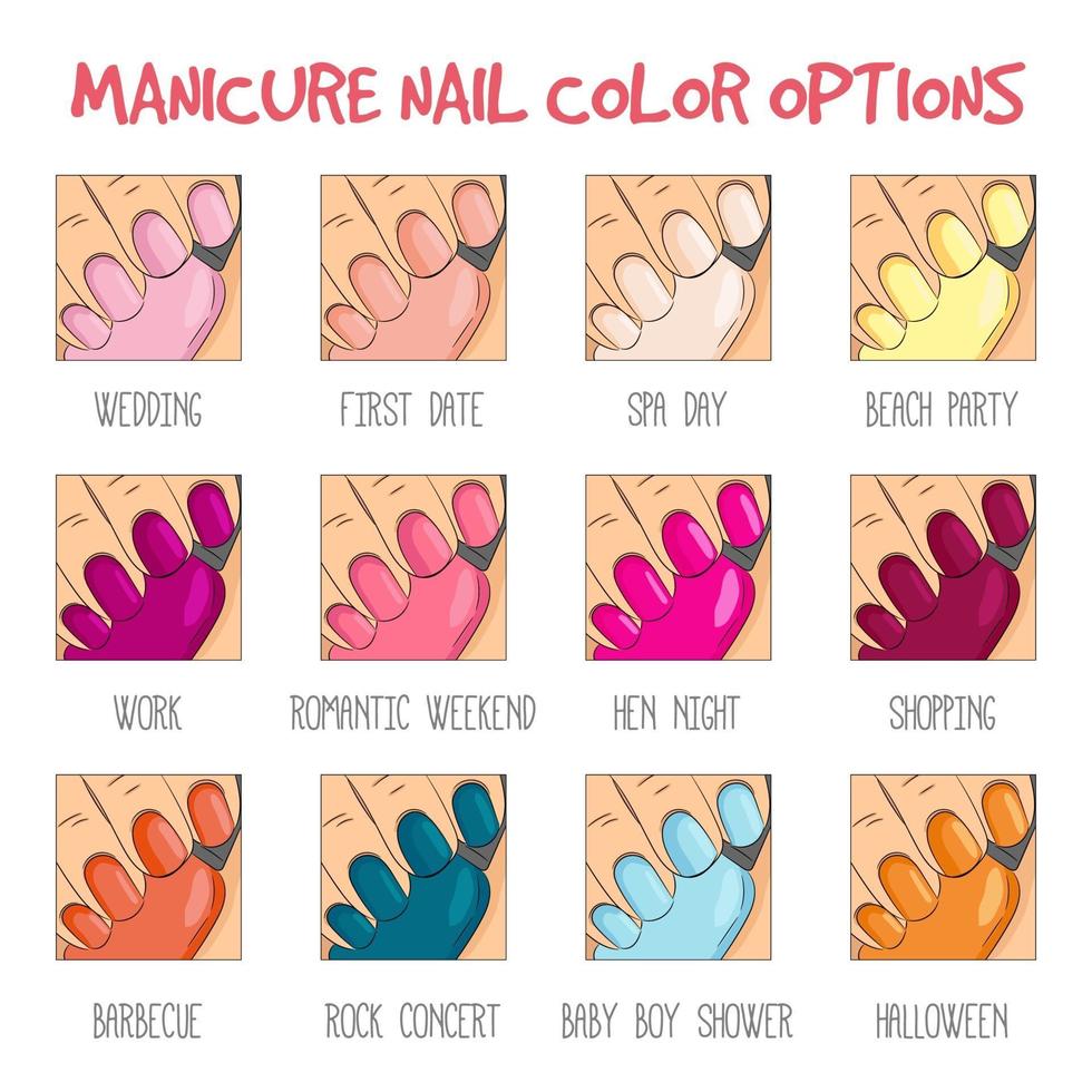 Manicure nail color options Infographic vector