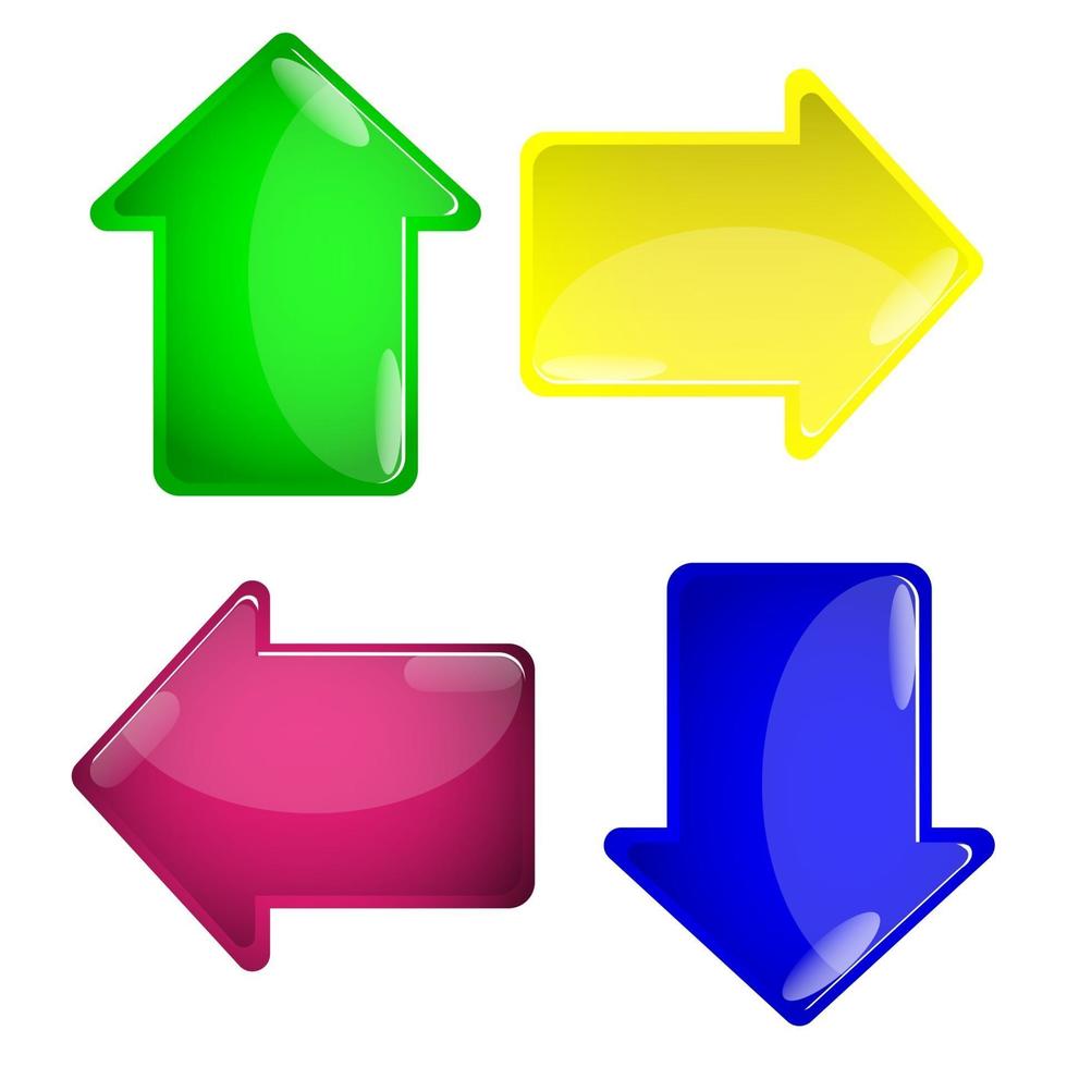 4 glossy arrow buttons vector