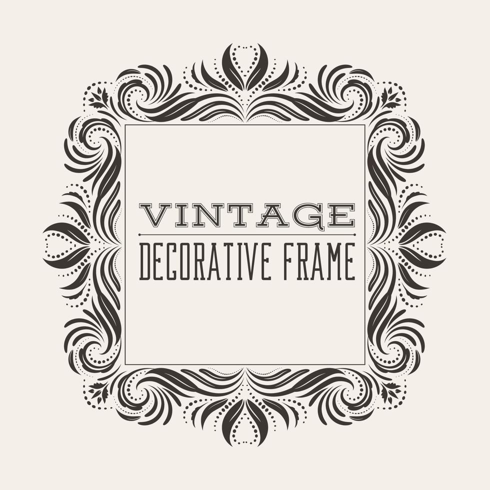 Square vector vintage border frame with retro ornament pattern
