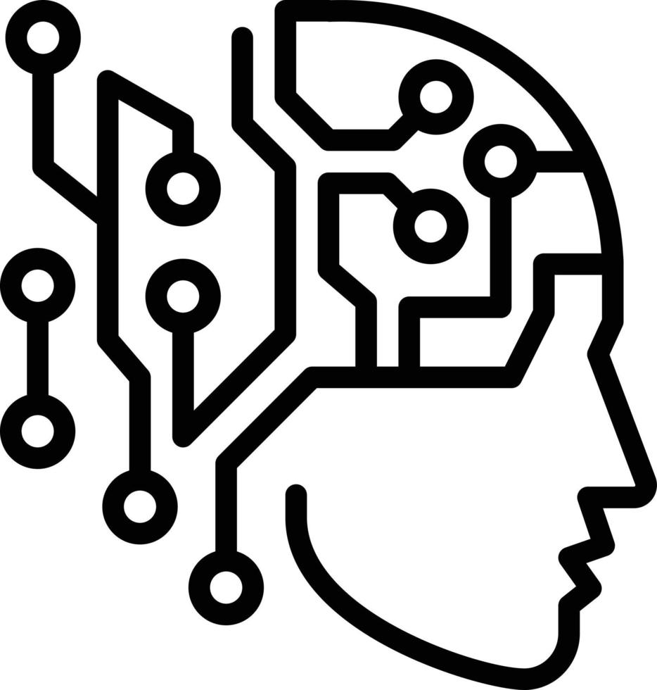 icono de línea de inteligencia artificial vector