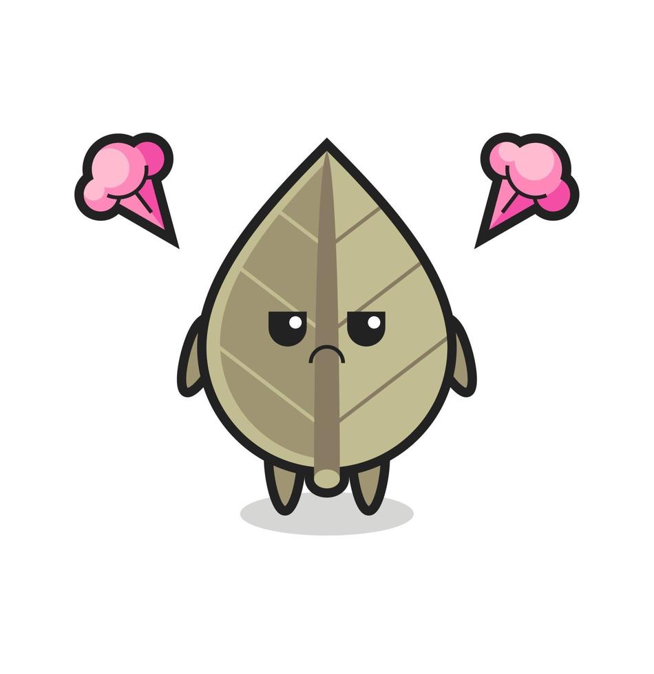 annoyed expression of the cute dried leaf cartoon character vector