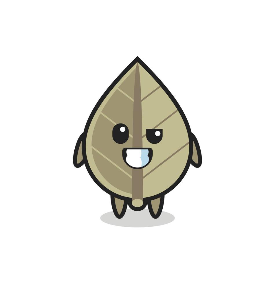 linda mascota de hojas secas con una cara optimista vector