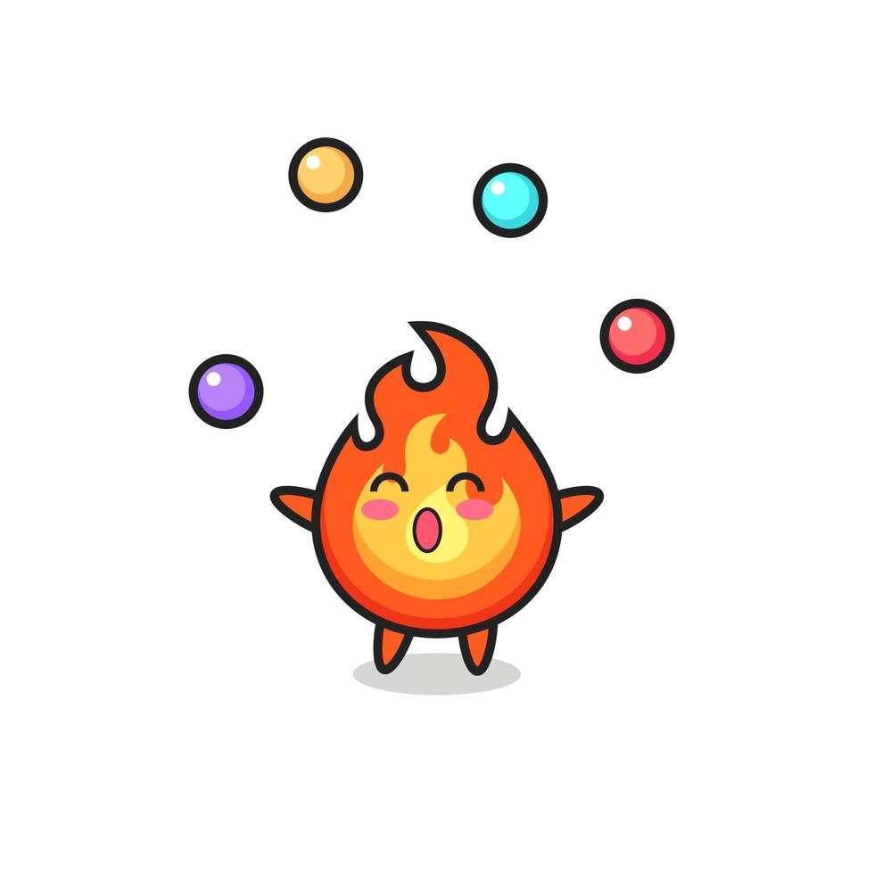 the fire circus cartoon juggling a ball vector