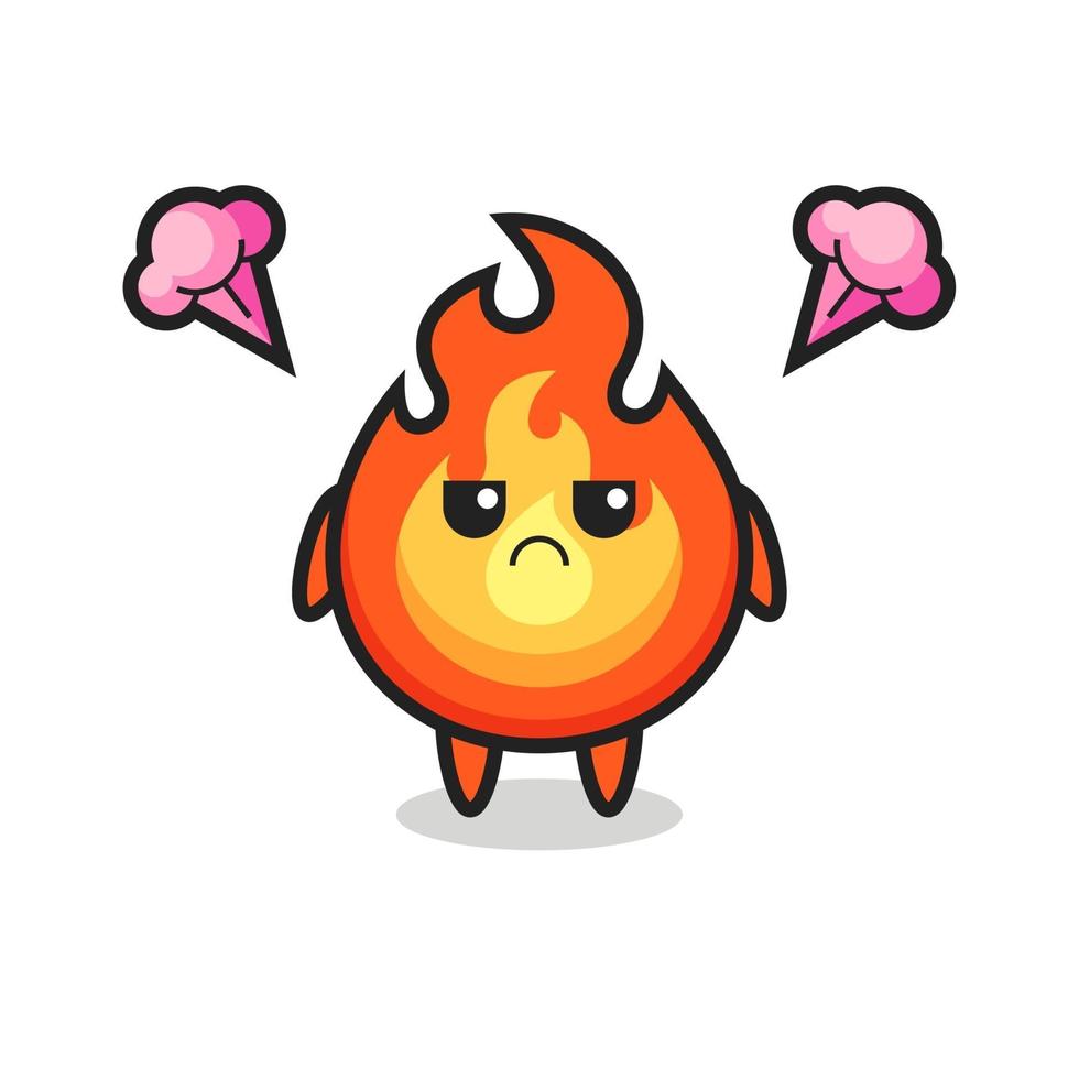 annoyed expression of the cute fire cartoon character vector