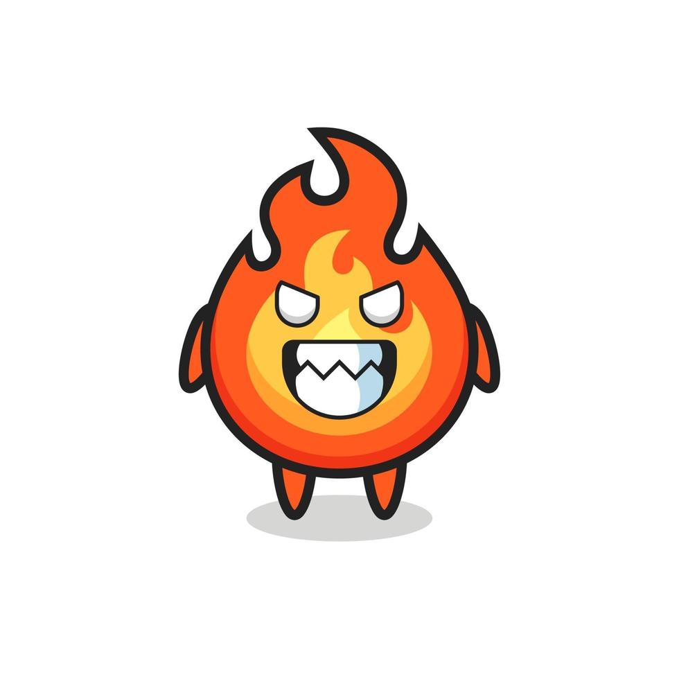 evil expression of the fire cute mascot character vector