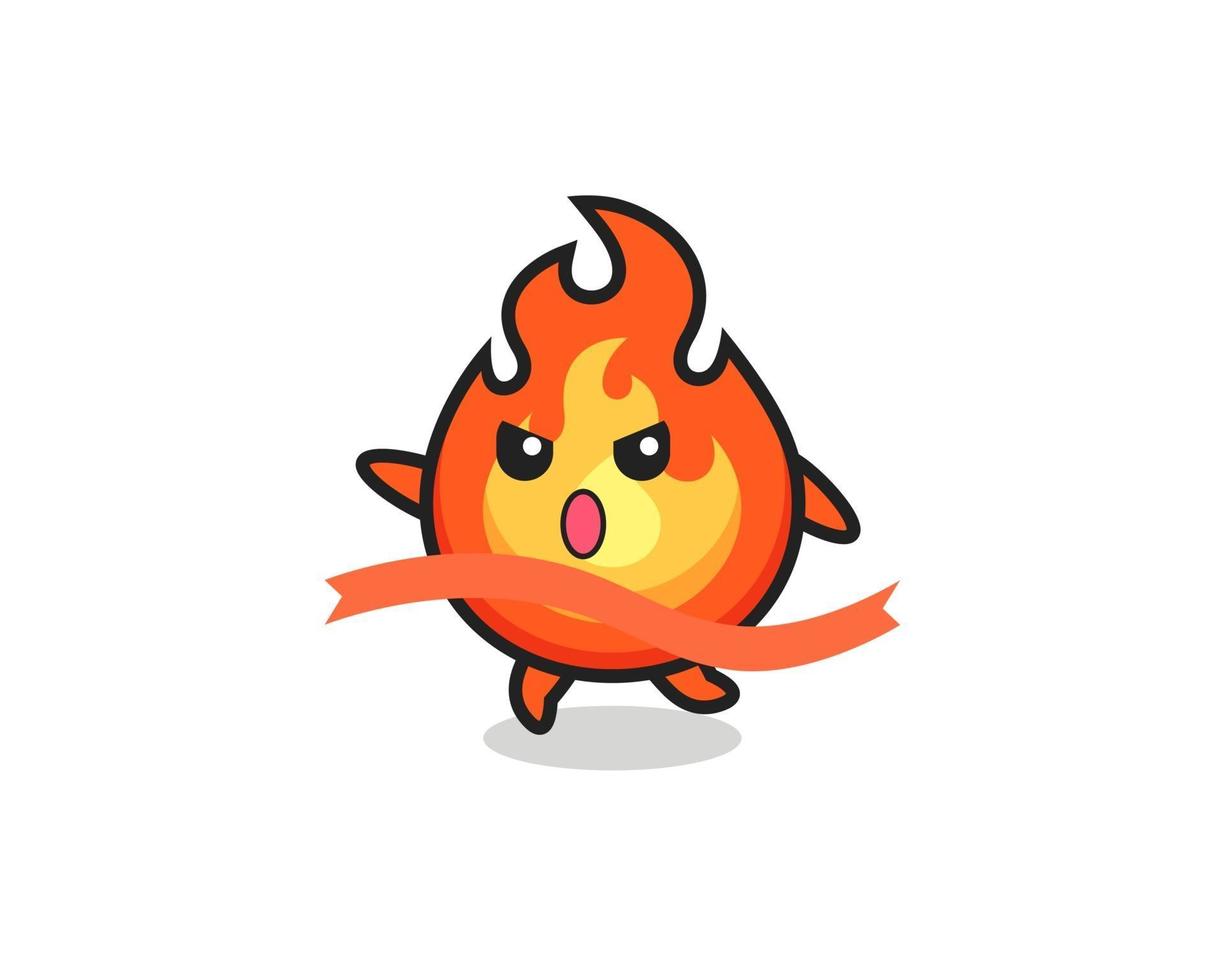 cute fire illustration is reaching the finish vector