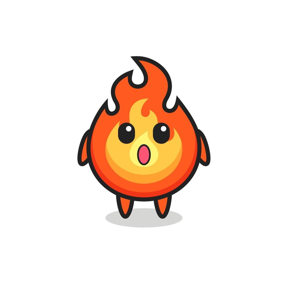 the amazed expression of the fire cartoon vector