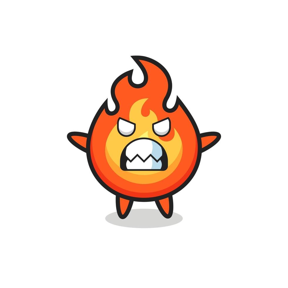 expresión airada del personaje de la mascota del fuego. vector