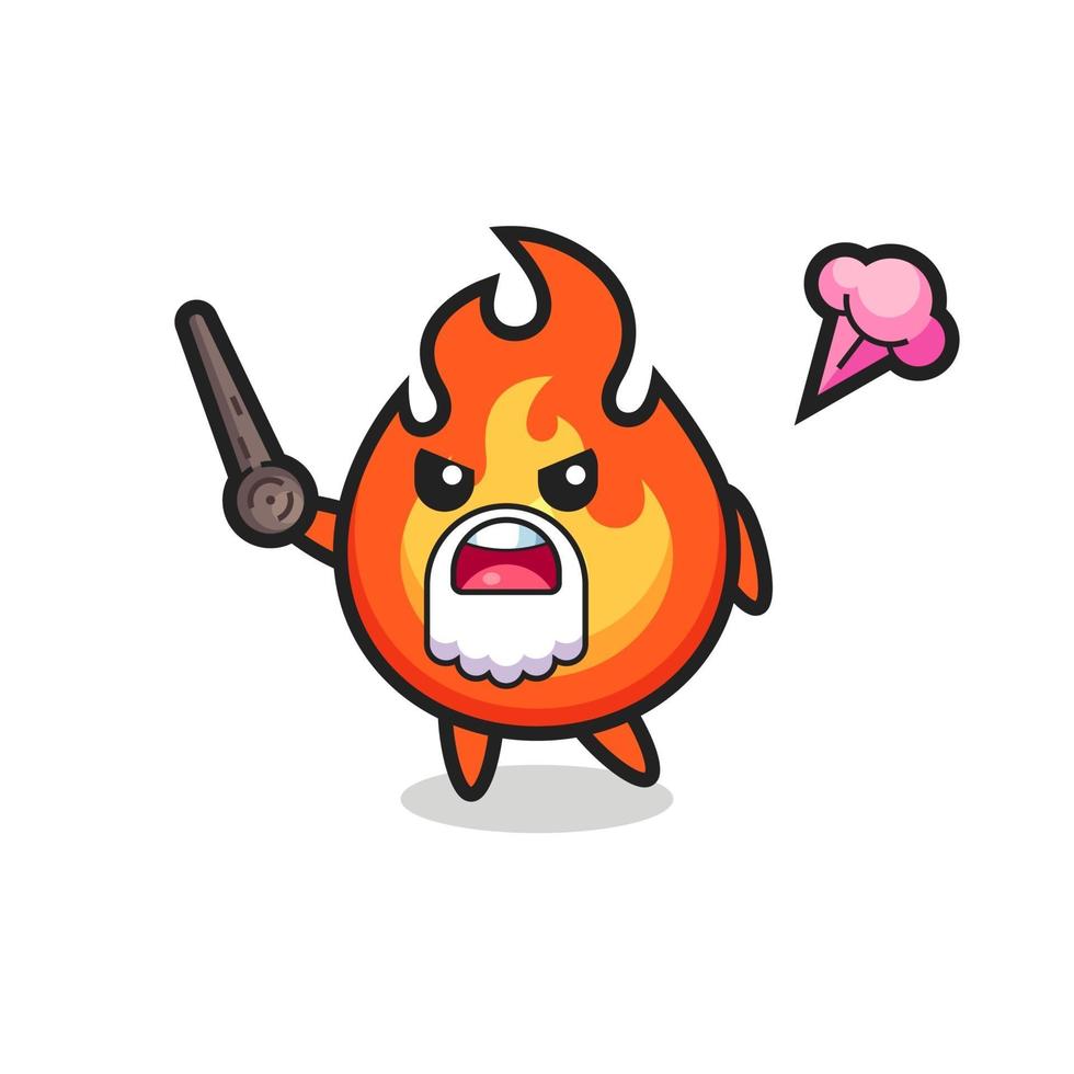 cute fire grandpa is getting angry vector