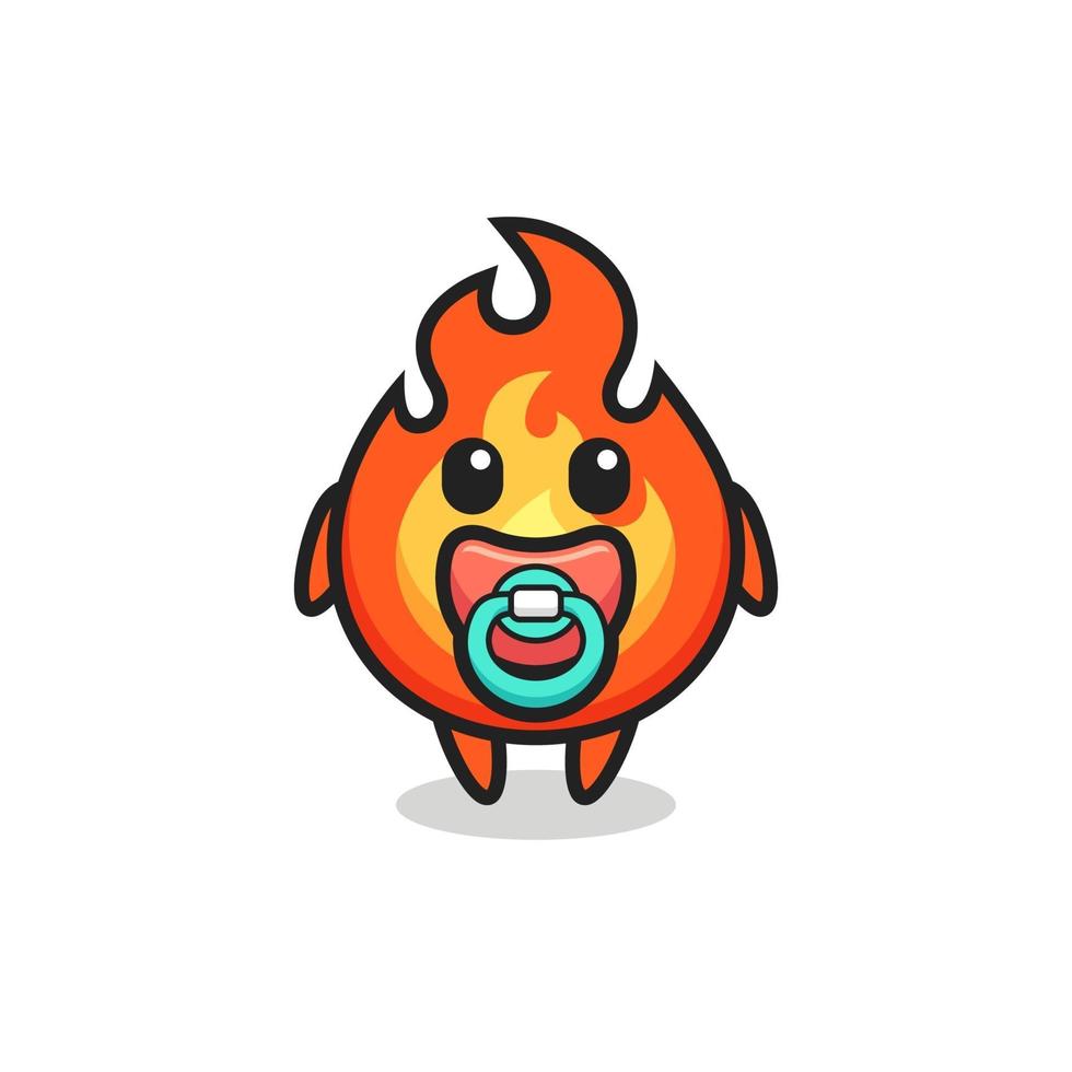 personaje de dibujos animados de fuego de bebé con chupete vector