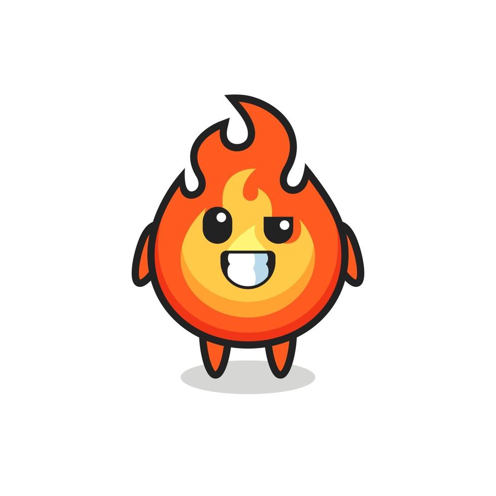 cute fire mascot with an optimistic face vector