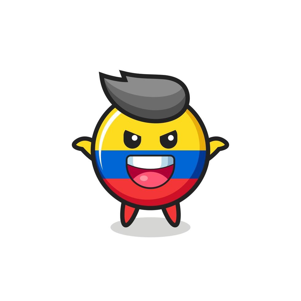 the illustration of cute colombia flag badge doing scare gesture vector