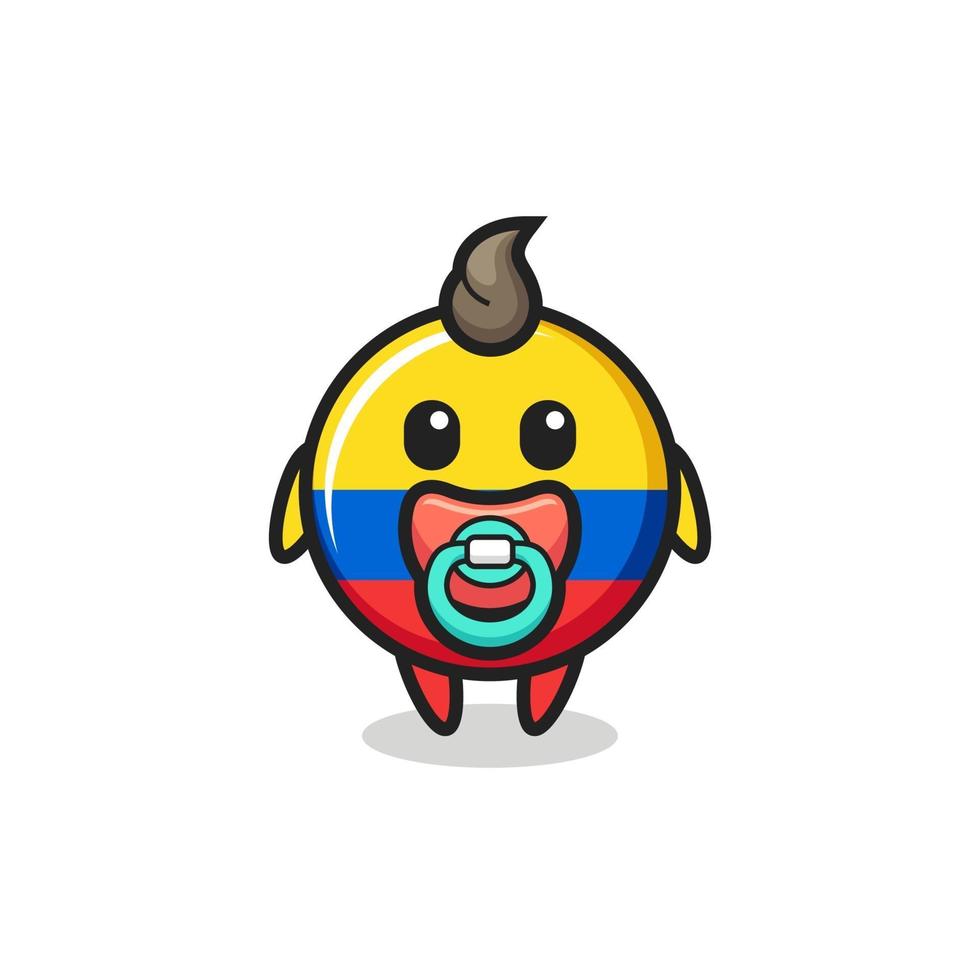 baby colombia flag badge cartoon character with pacifier vector