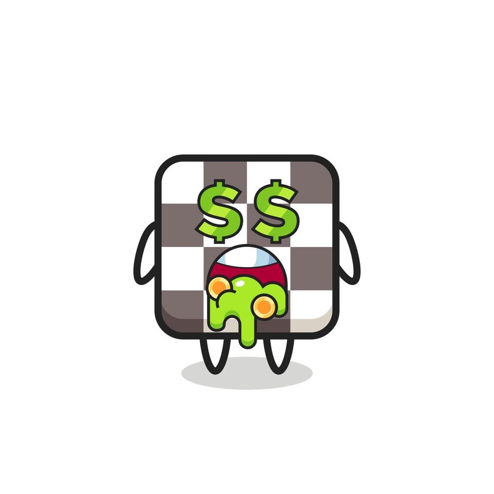 chess board character with an expression of crazy about money vector