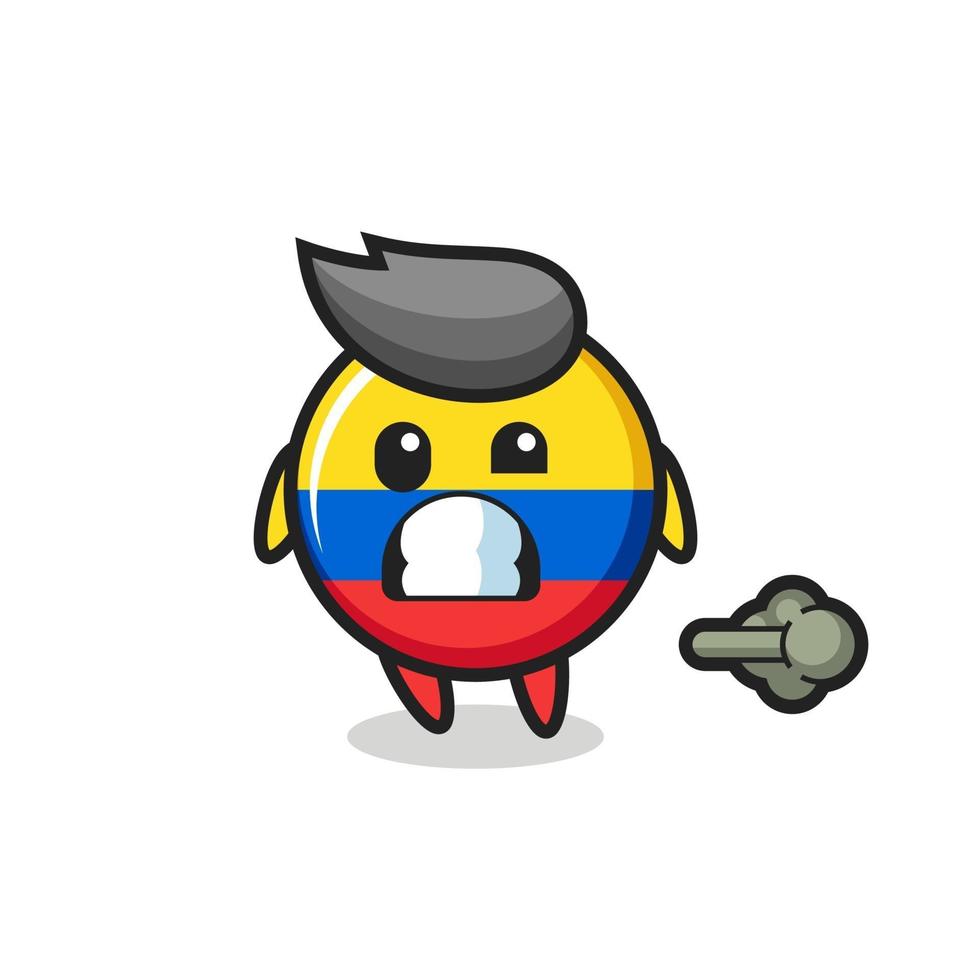 the illustration of the colombia flag badge cartoon doing fart vector