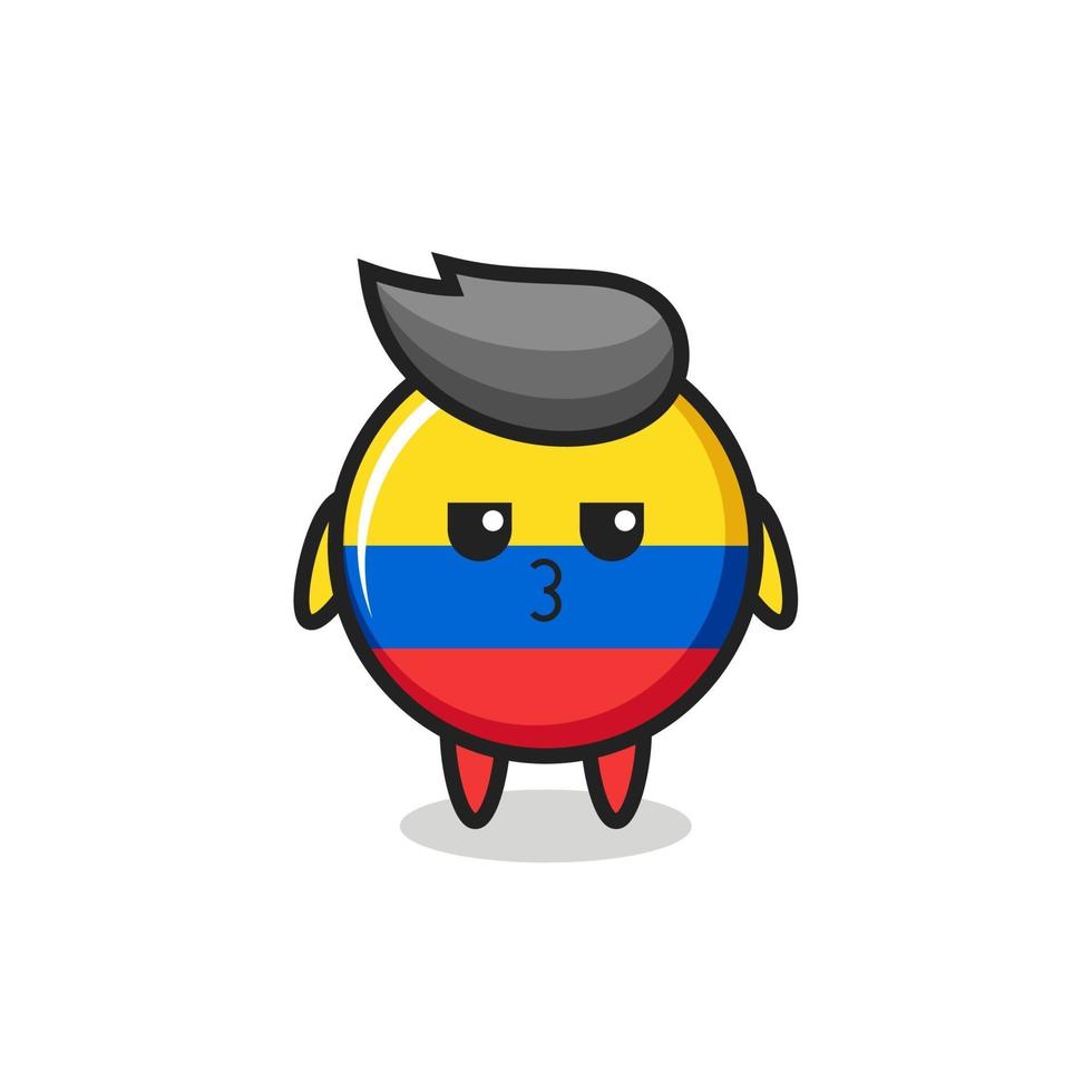 the bored expression of cute colombia flag badge characters vector