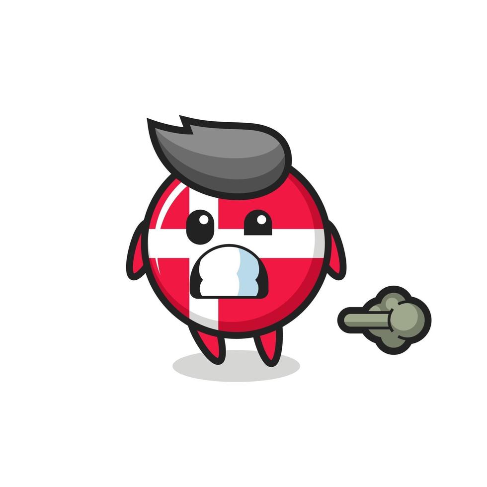the illustration of the denmark flag badge cartoon doing fart vector