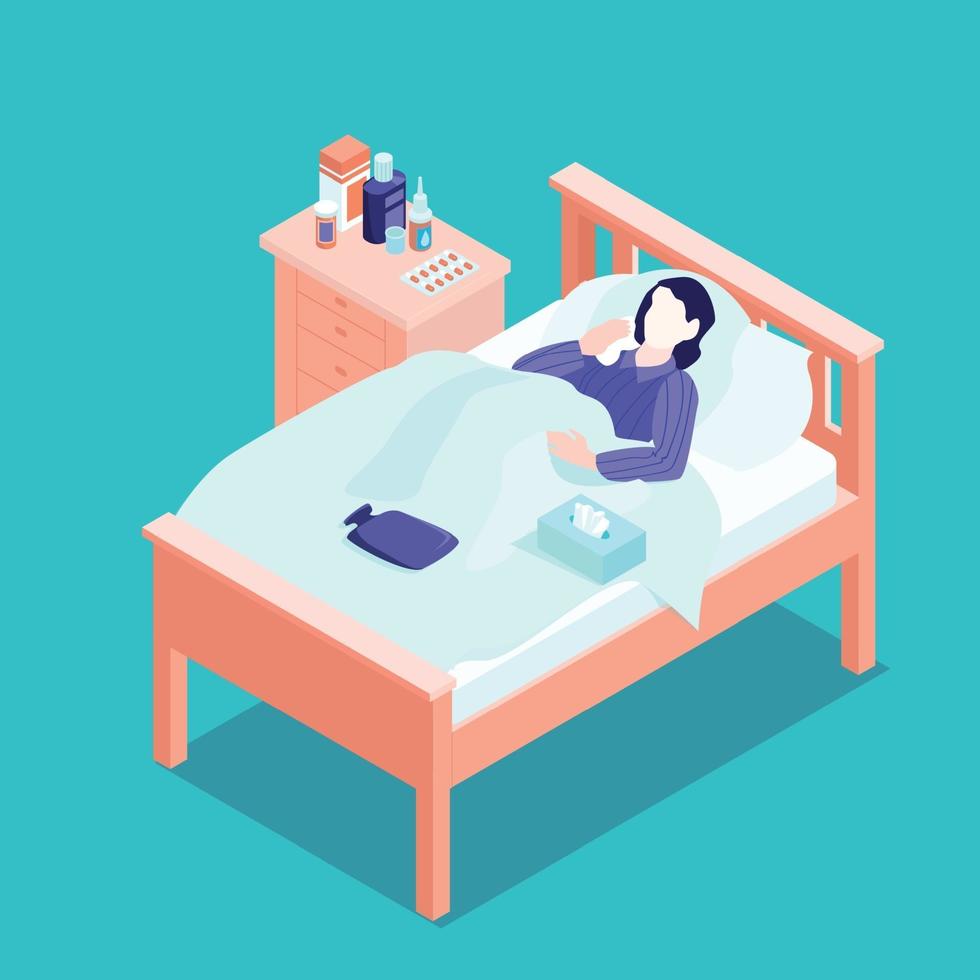 Sick Woman Flu Composition vector