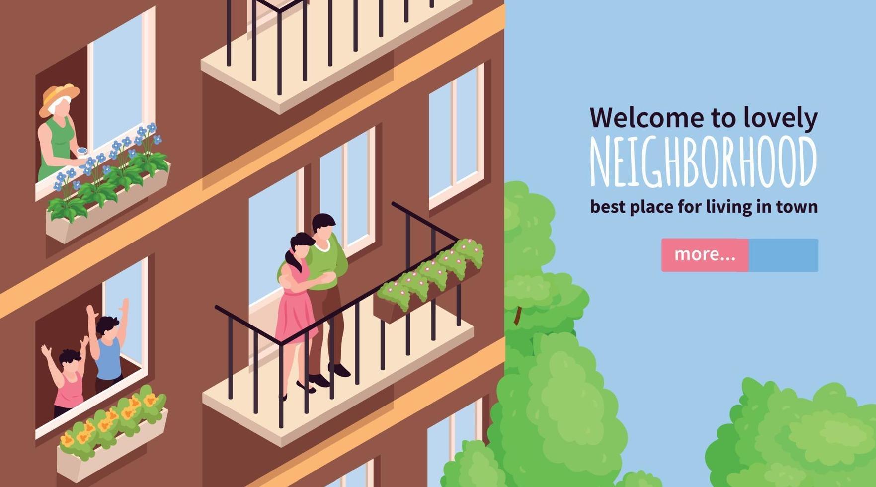 Neighbors Isometric Banner vector