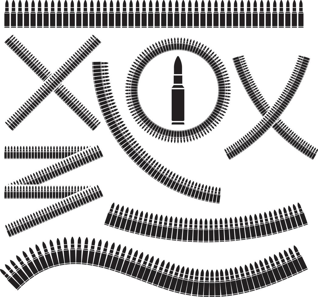 Gun or Automatic Rifle Bullet Belts vector