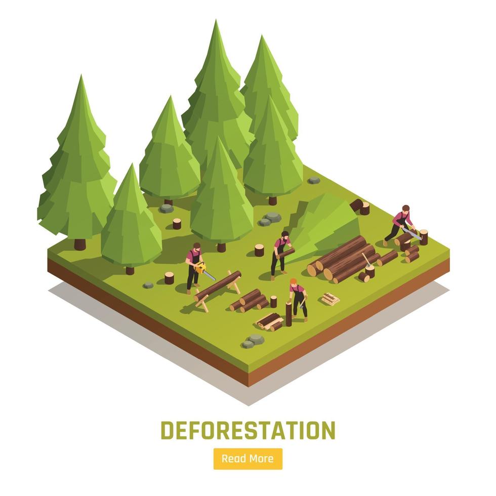 Lumberjack Isometric Composition vector