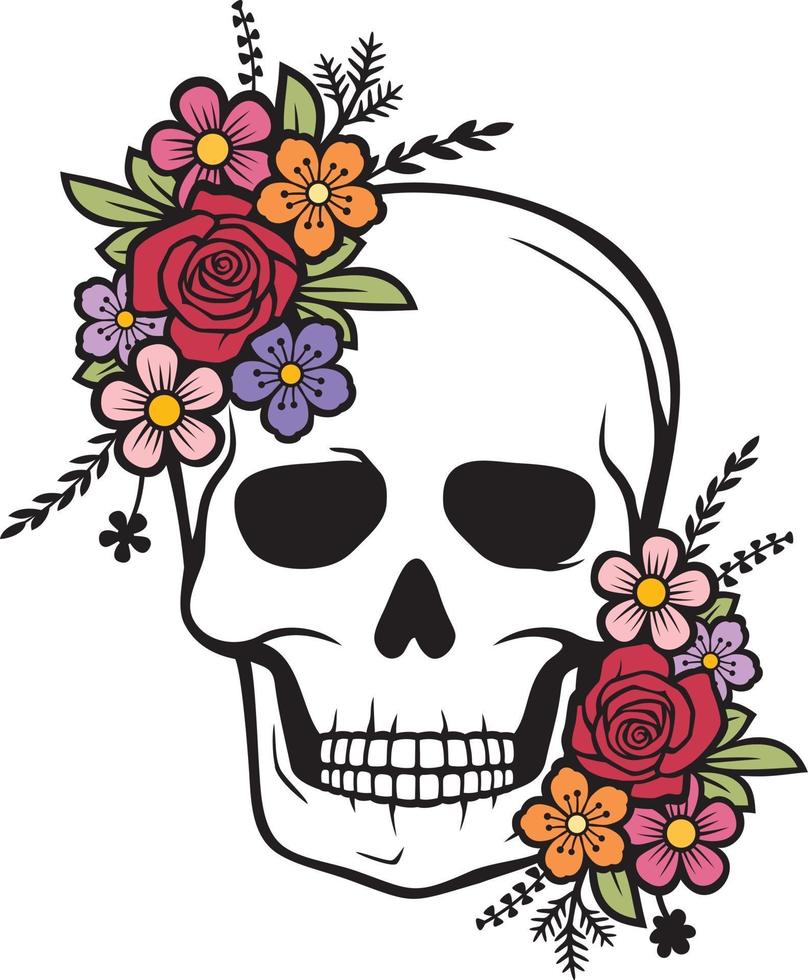 Floral Skull Color vector