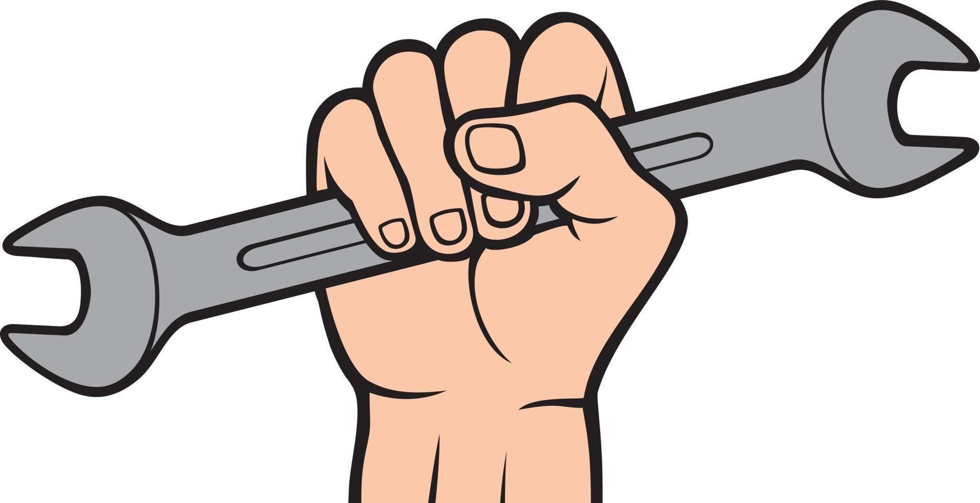 Hand Holding Wrench Tool vector