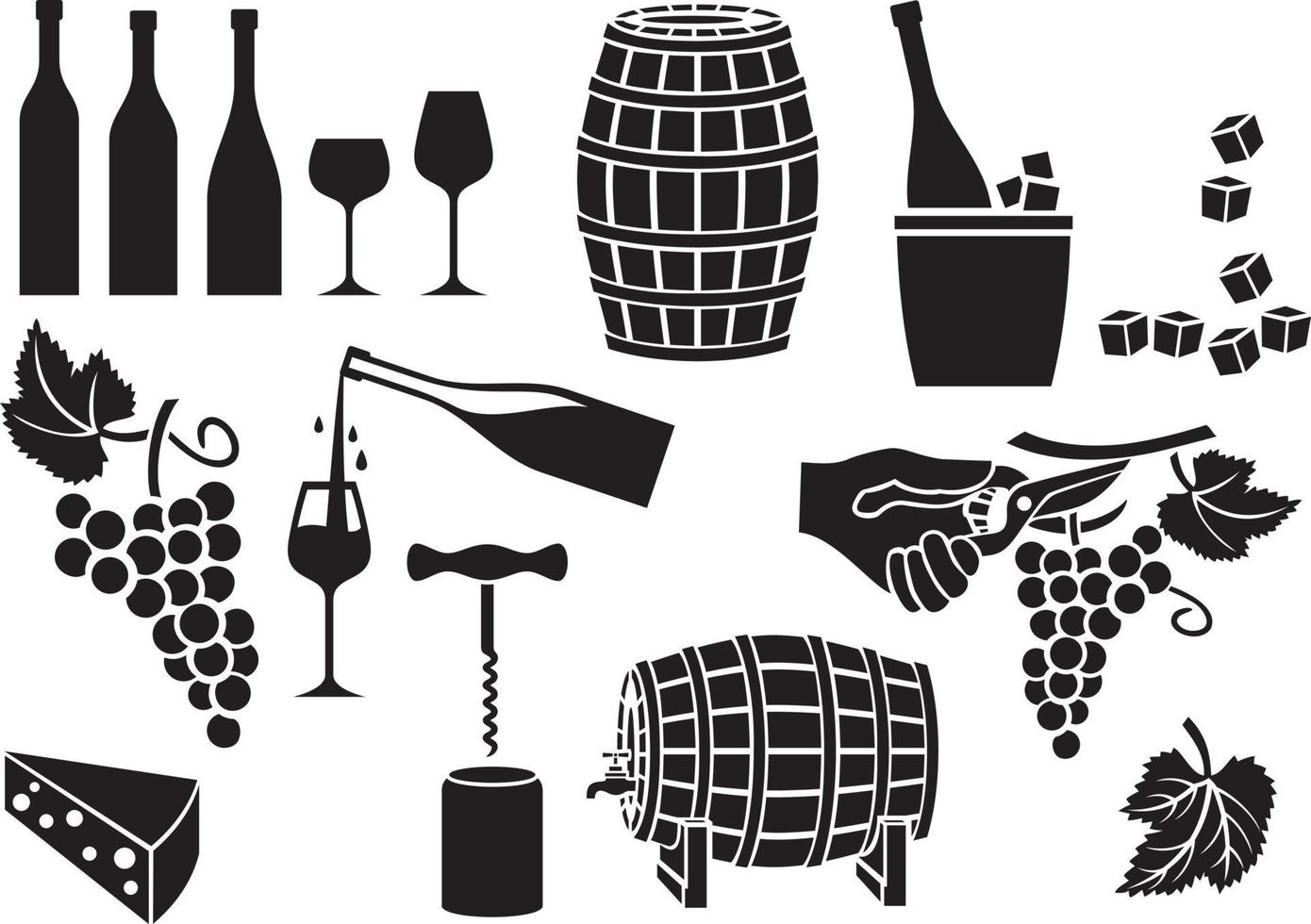 conjunto de iconos de vino vector