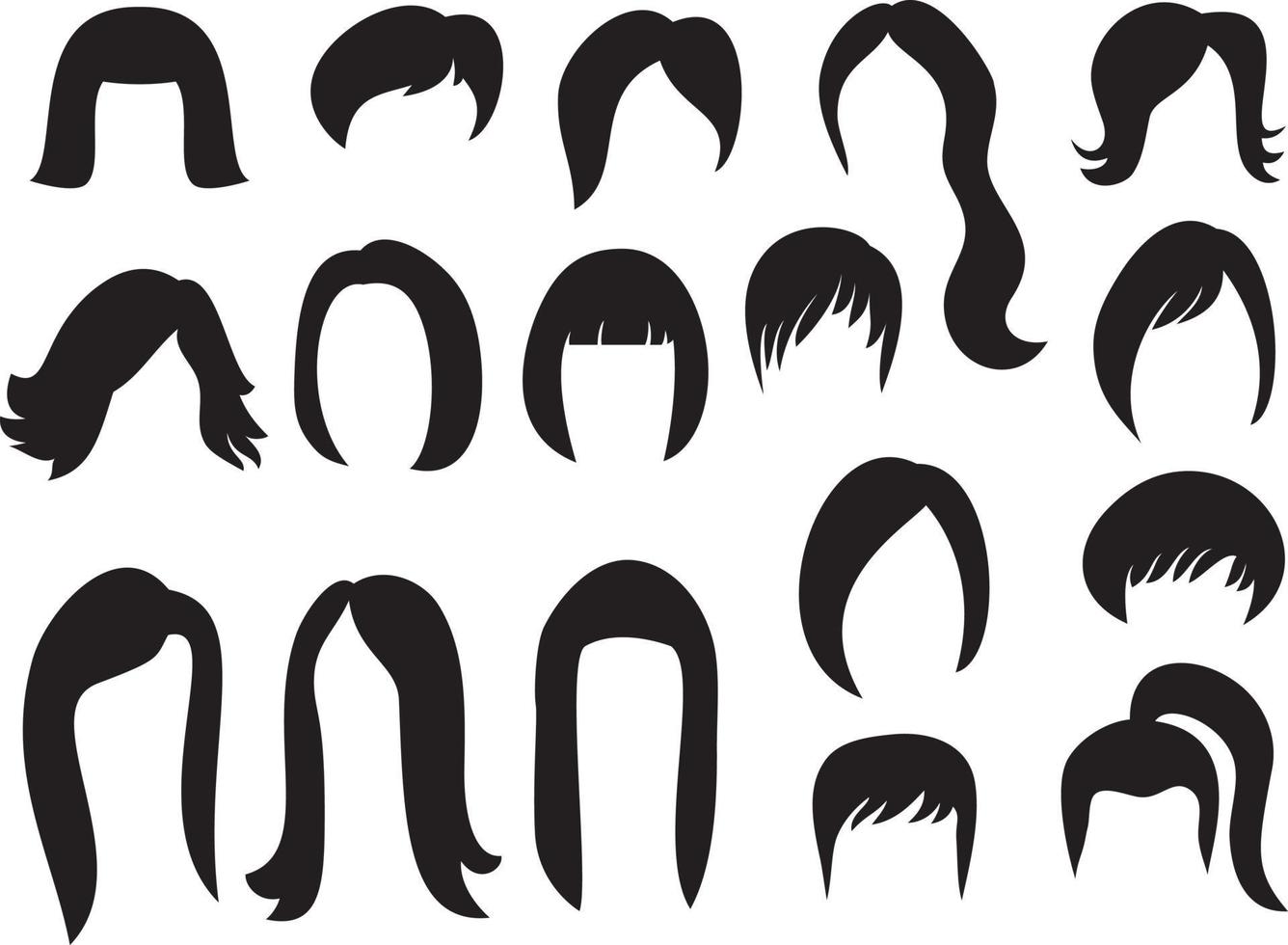 Big Set of Women Hair vector