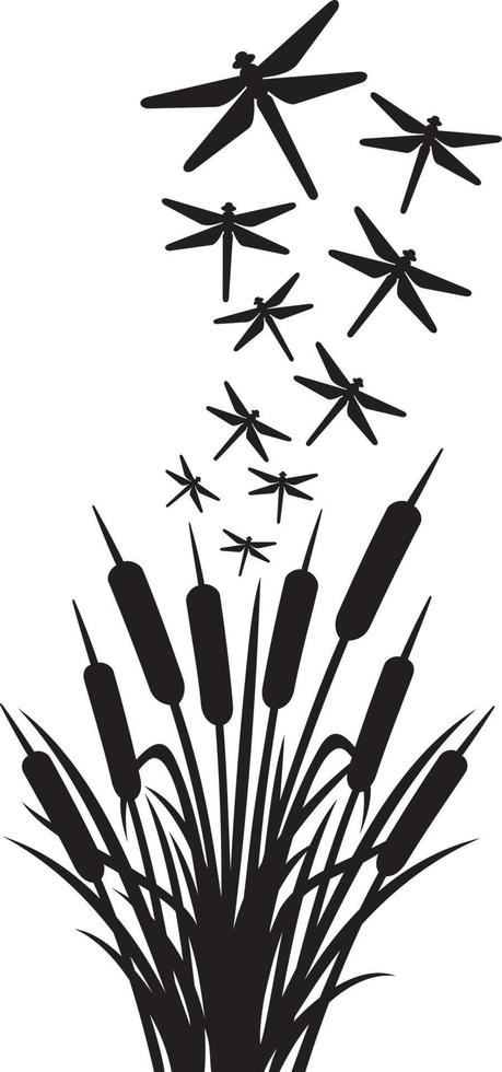 Dragonfly and Reeds vector
