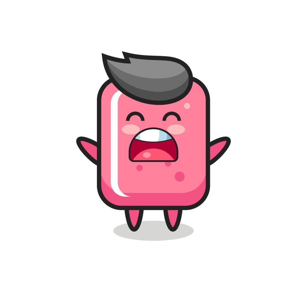 cute bubble gum mascot with a yawn expression vector