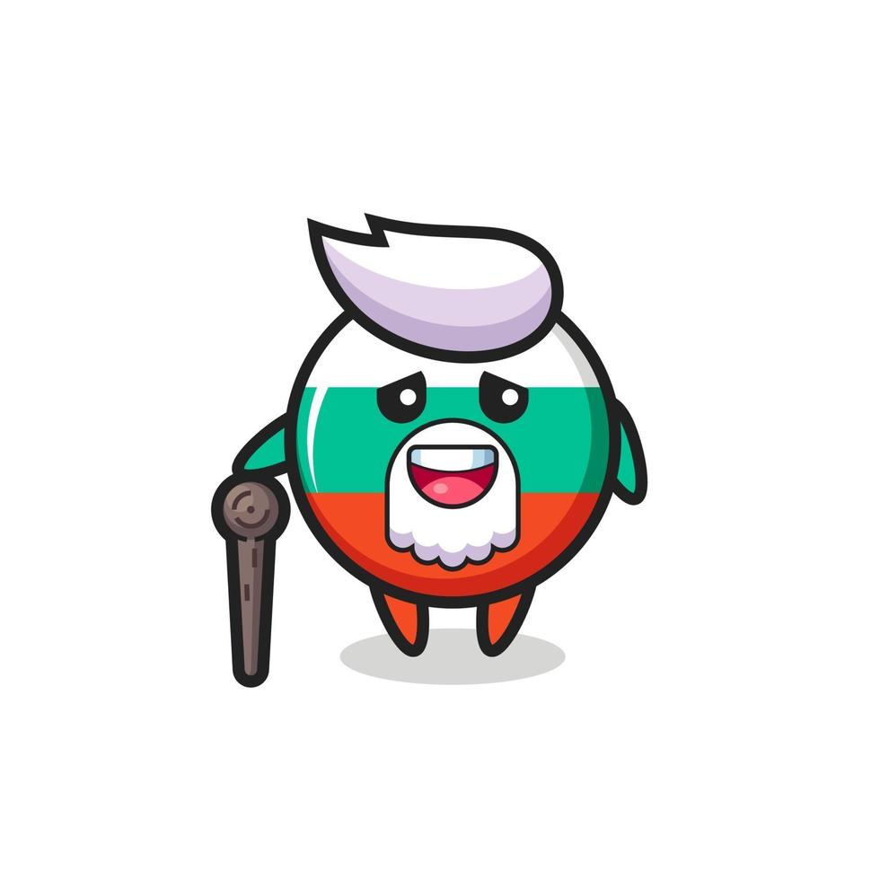 cute bulgaria flag badge grandpa is holding a stick vector