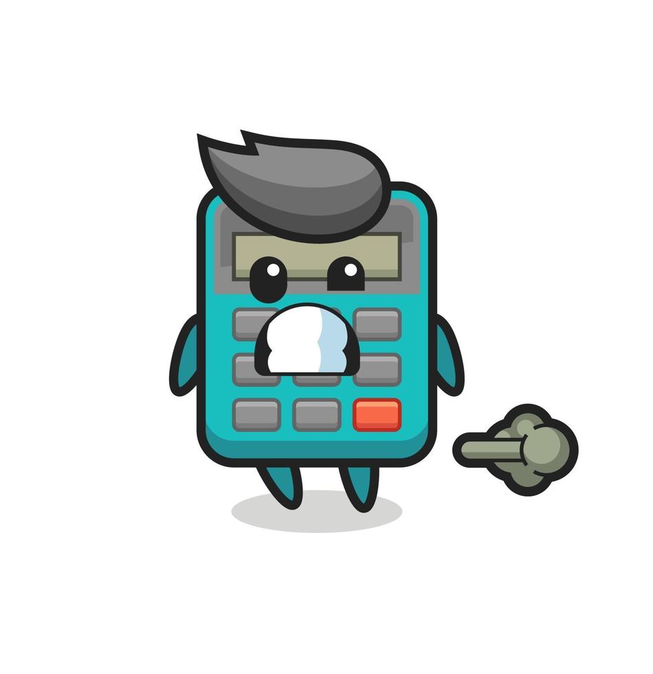 the illustration of the calculator cartoon doing fart vector