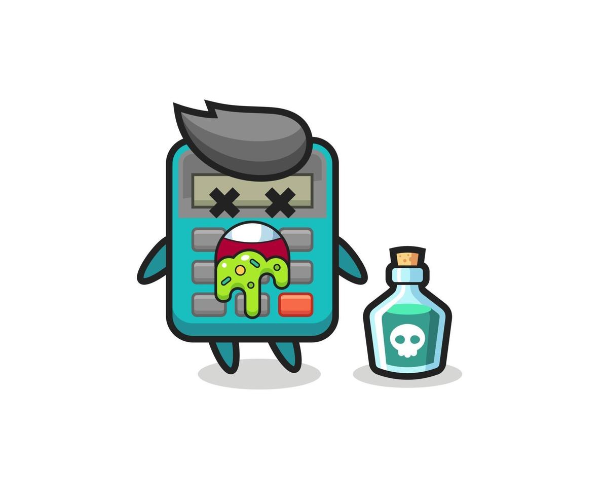 illustration of an calculator character vomiting due to poisoning vector