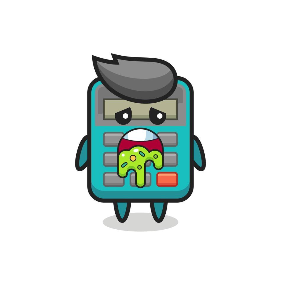 the cute calculator character with puke vector