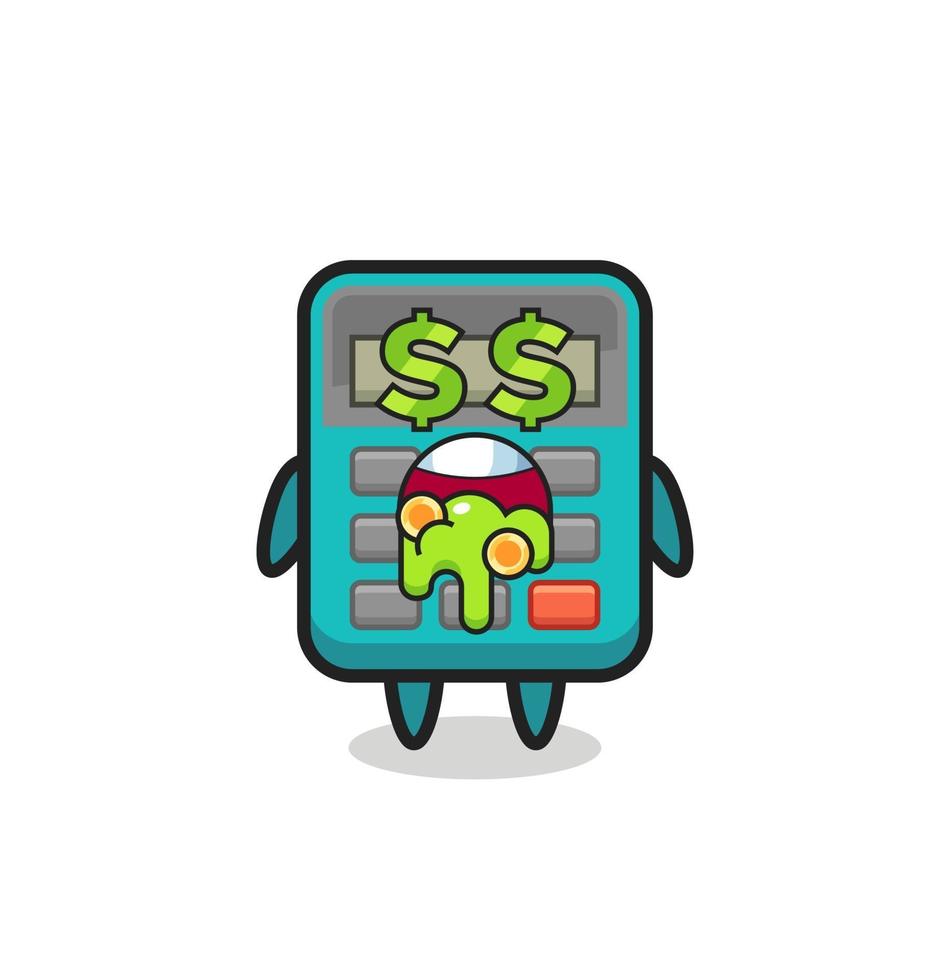 calculator character with an expression of crazy about money vector