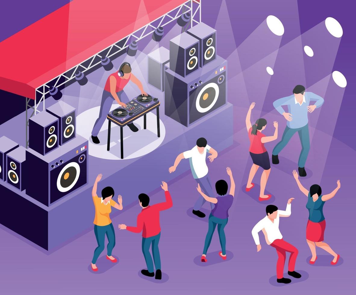 Isometric DJ Set Composition vector