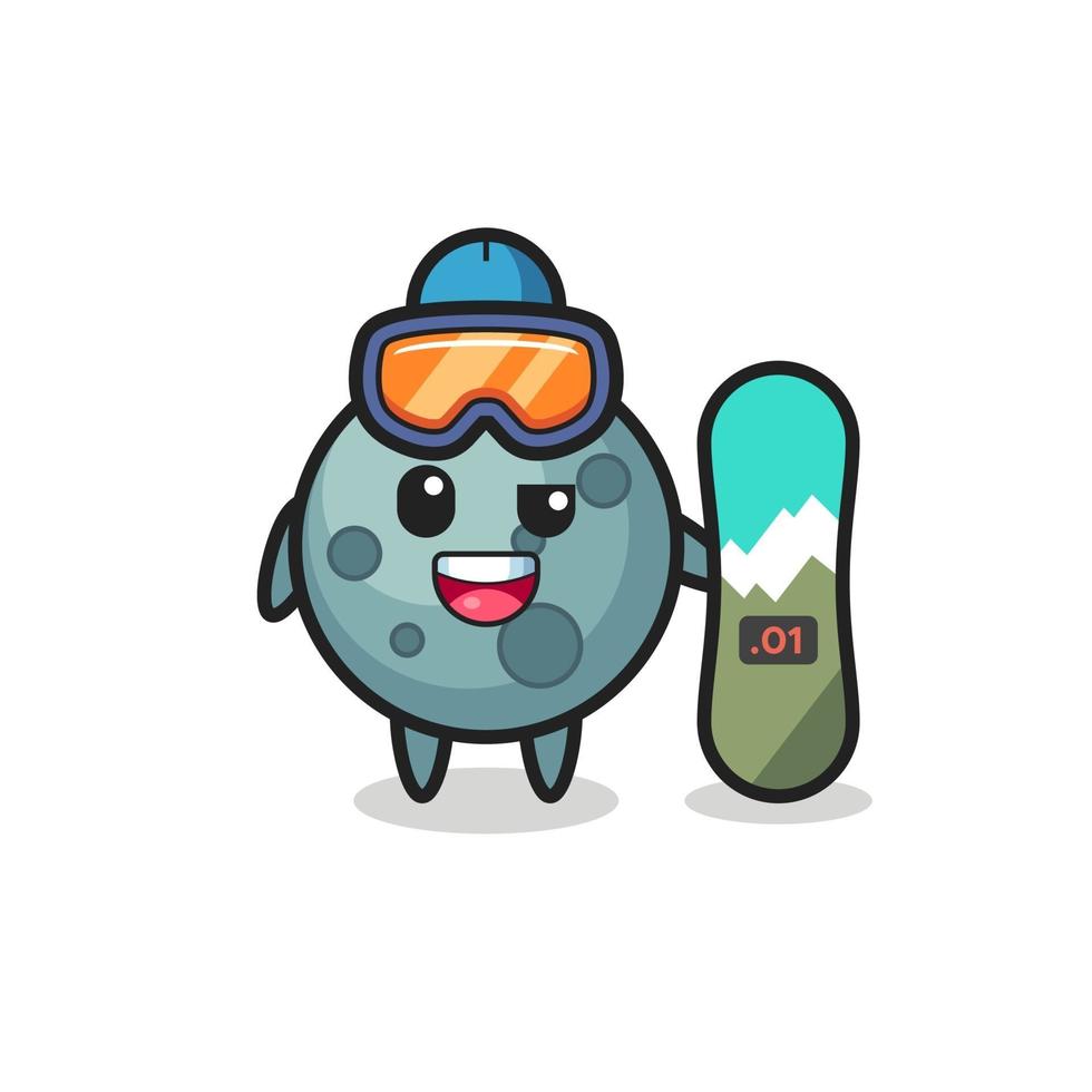 Illustration of asteroid character with snowboarding style vector