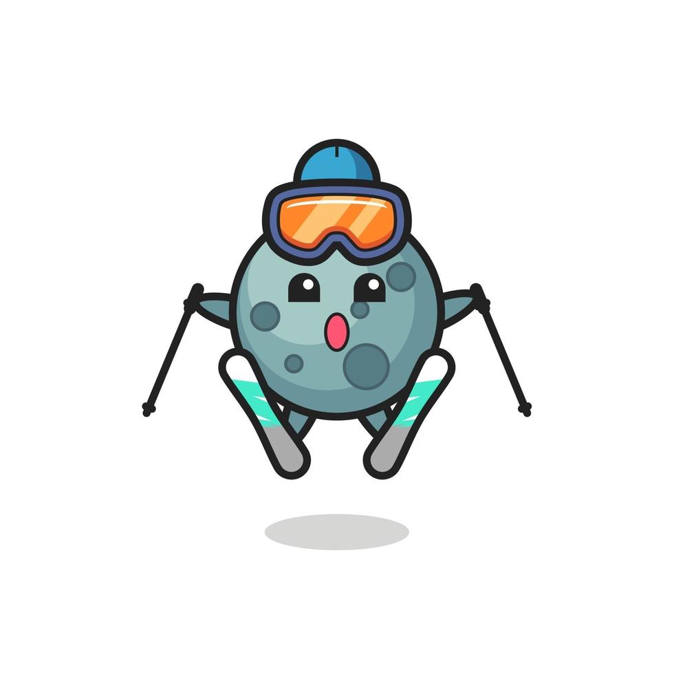 asteroid mascot character as a ski player vector