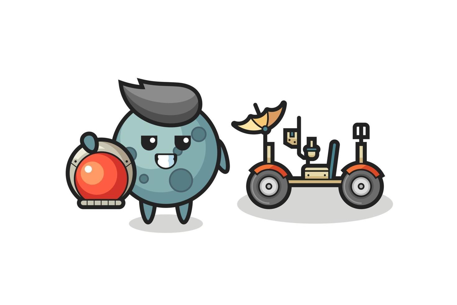 the cute asteroid as astronaut with a lunar rover vector