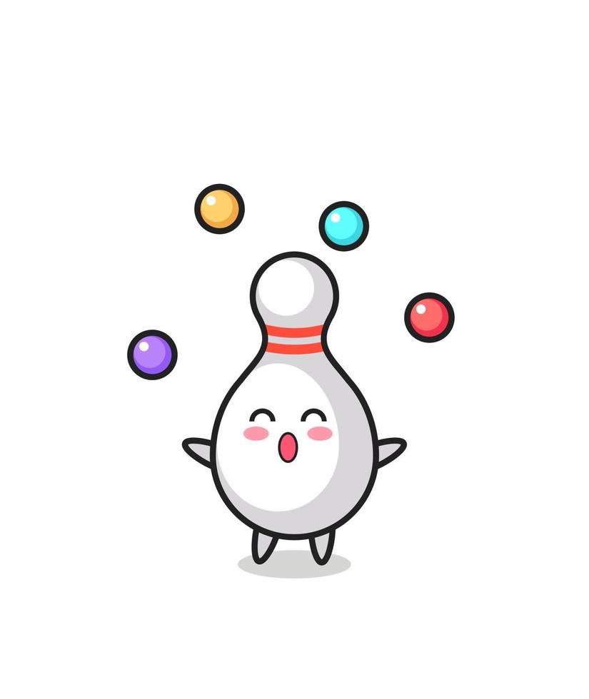 the bowling pin circus cartoon juggling a ball vector