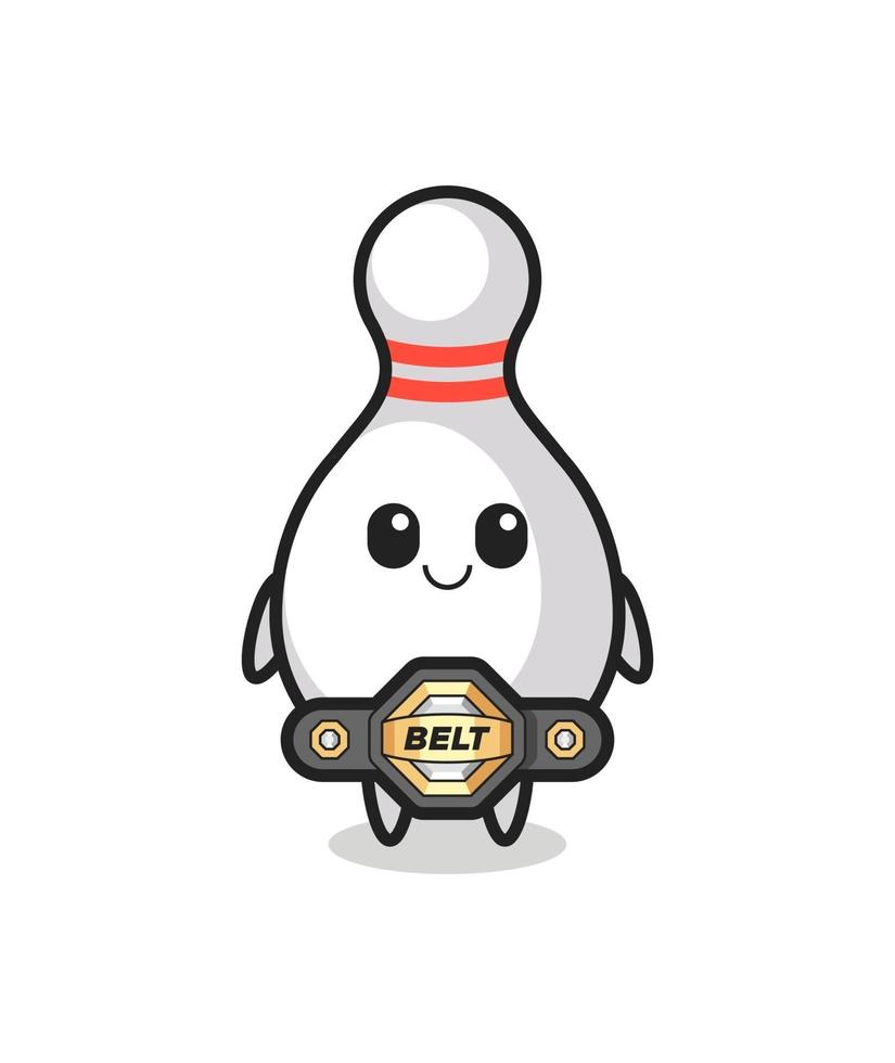 the MMA fighter bowling pin mascot with a belt vector