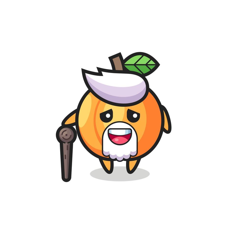 cute apricot grandpa is holding a stick vector