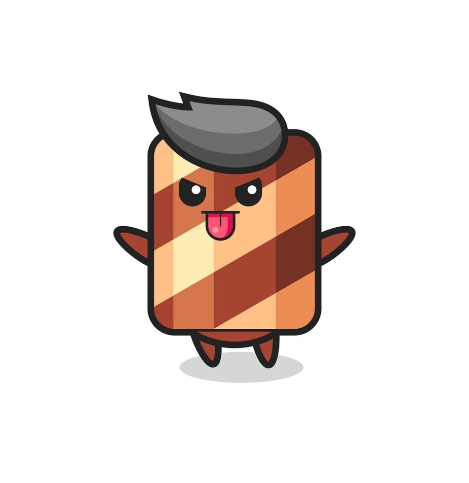 naughty wafer roll character in mocking pose vector