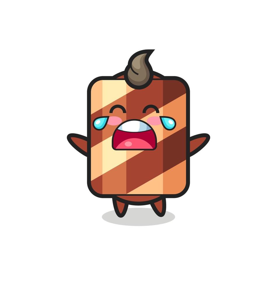 the illustration of crying wafer roll cute baby vector