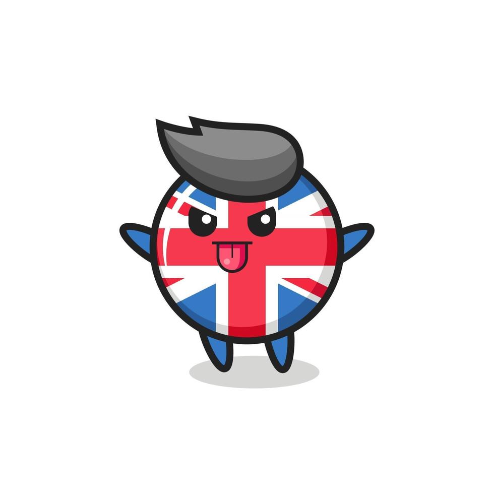 naughty united kingdom flag badge character in mocking pose vector
