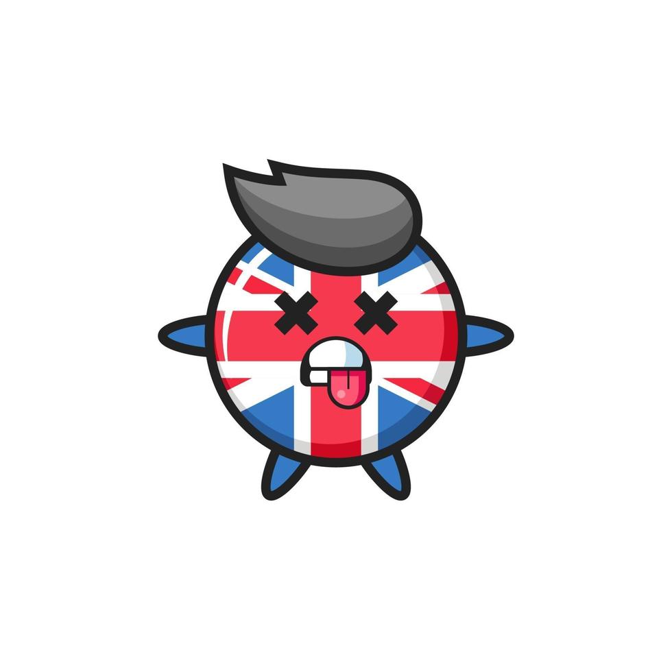 character of the cute united kingdom flag badge with dead pose vector